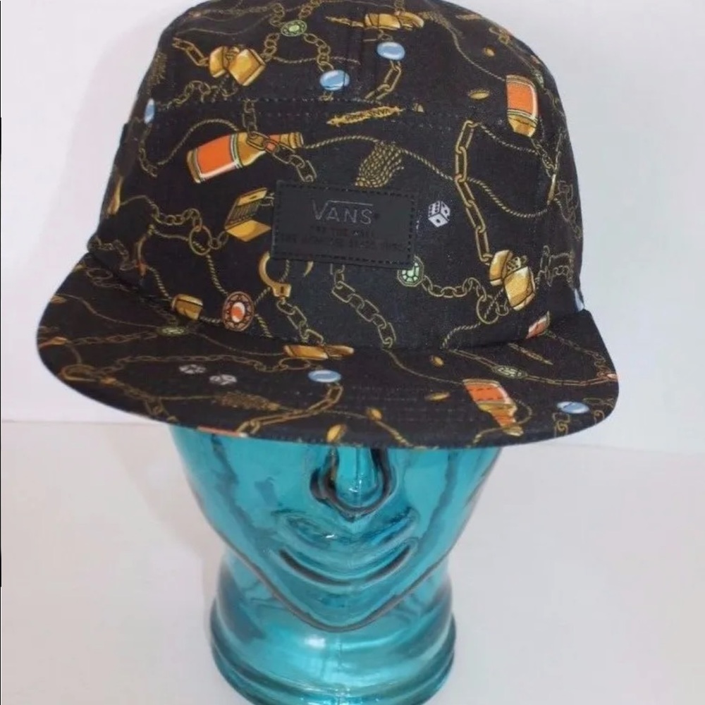 Vans Off The Wall Men Black Skateboard Truckers Cap Graphic Wine Chain Dice